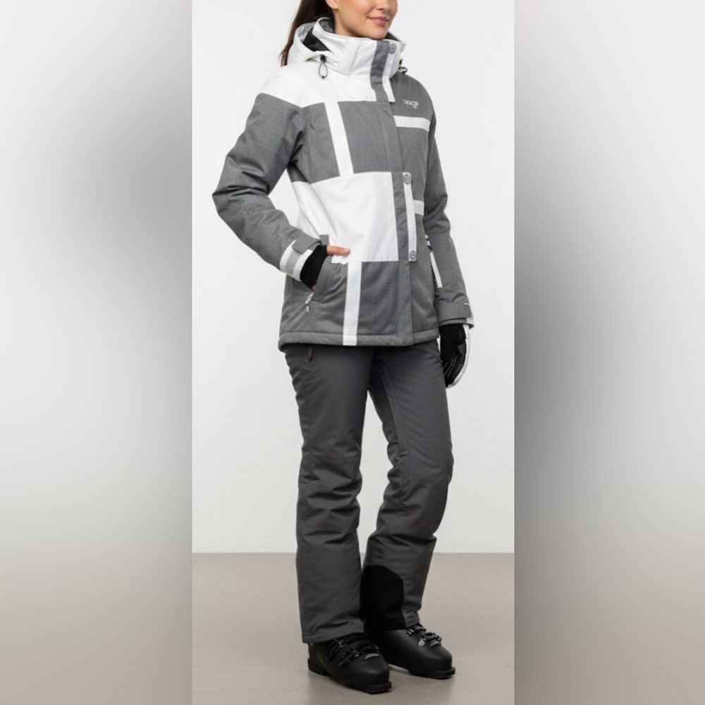 Orage Prime 10 Gray White Removable Hood Insulated Waterproof Ski Jacket Size XS